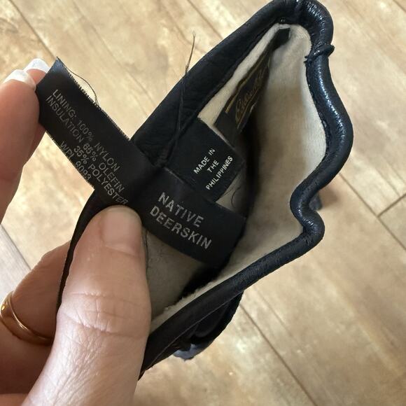 Eddie Bauer Men’s XL Deerskin Leather Gloves Thinsulate Lined Black Winter Warm - Picture 4 of 5